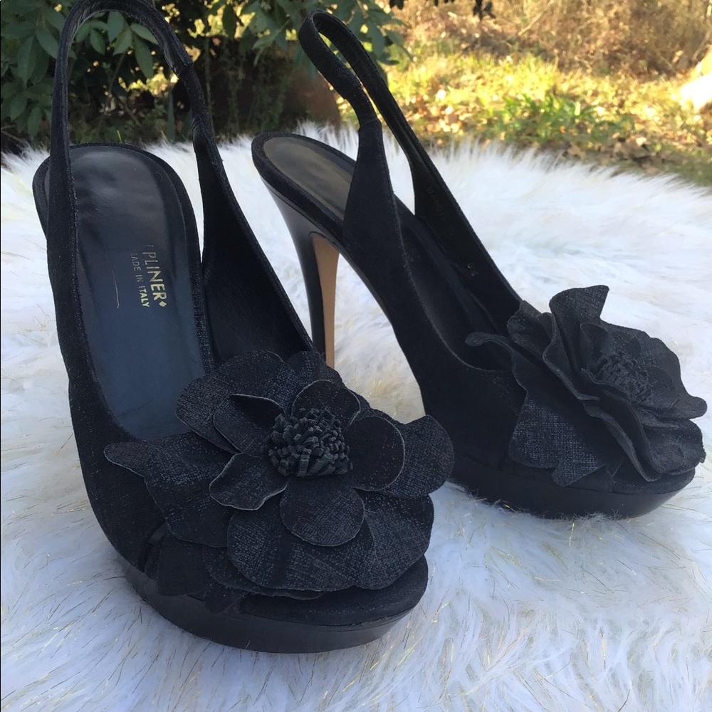 Donald J Pliner Couture Metallic black heels 8.5